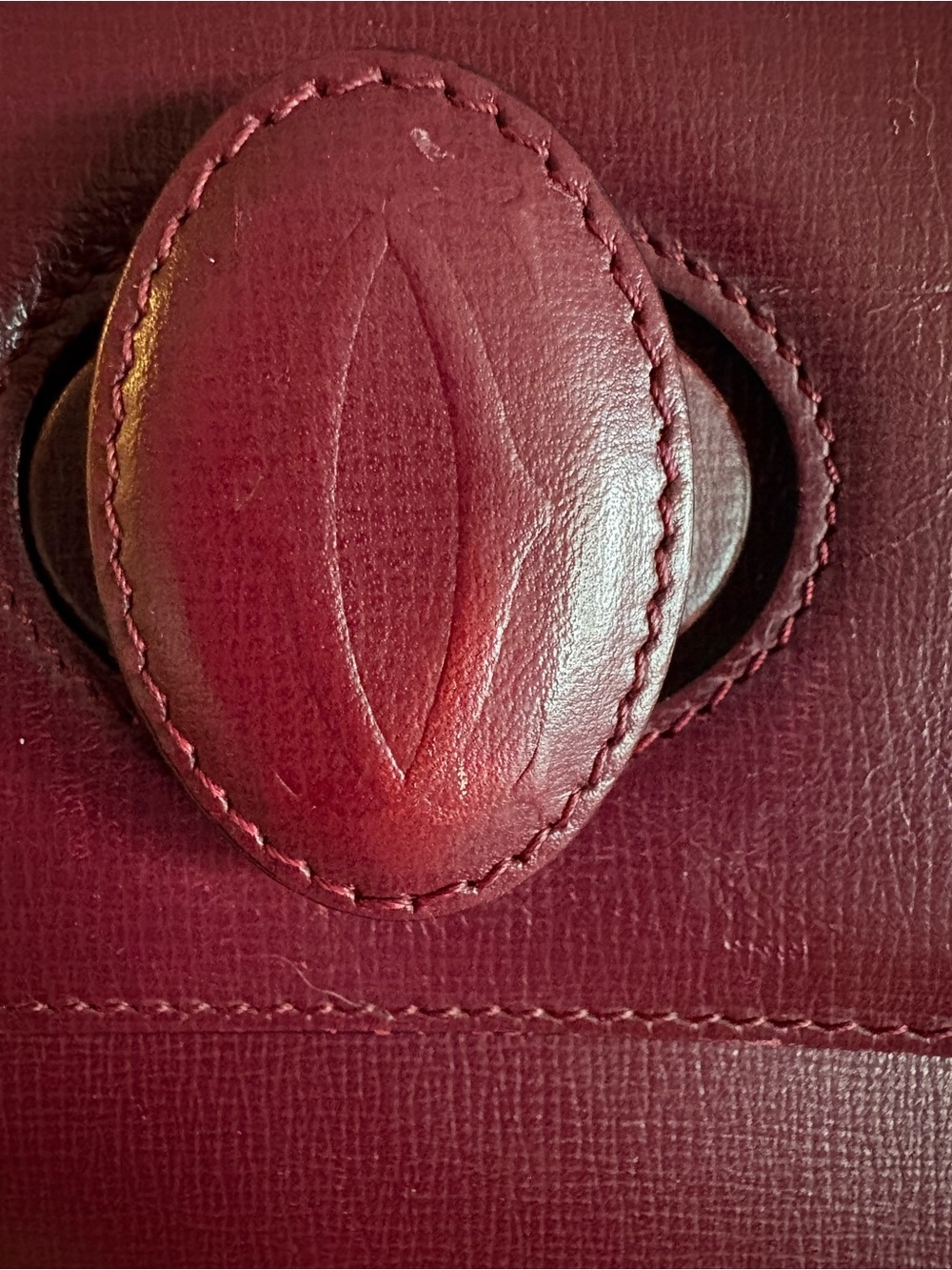 Cartier Must de Cartier Vintage Leather Shoulder Bag - Bordeaux Burgundy - Picture 3 of 14